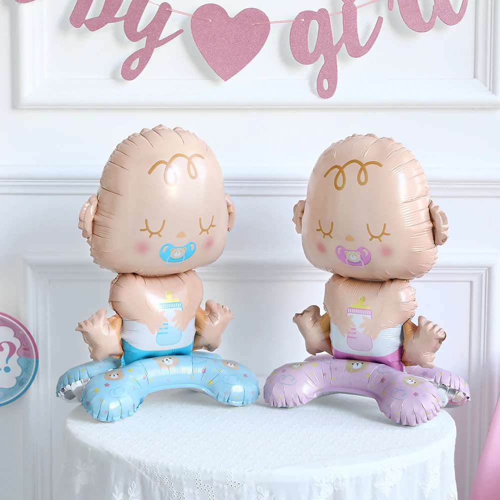 Self-Standing Baby Helium Balloon 3D Inflatable Boy Girl Foil Globos Gender Reveal Baby Shower Birthday Party Supplies Kids Toys