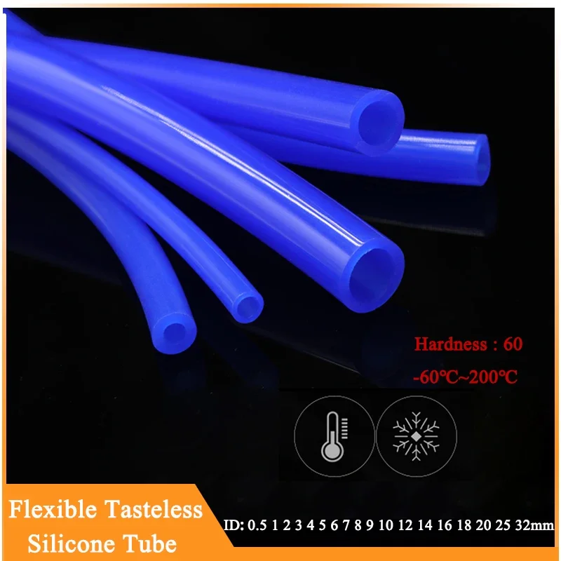 

1/5/10M Food Grade Blue Silicone Rubber Hose ID 0.5 1 2 3 4 5 6 7 8 9 10 12 14 16 18 20 25 32mm Flexible Nontoxic Silicone Tube