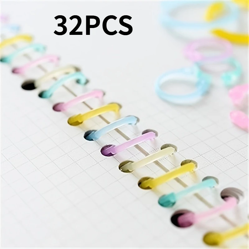 32 random color loose-ring cards, creative multi-functional free-form rings, open rings, card punching rings, creative storage