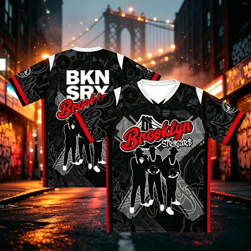 2026 New Brooklyn Strikers V Neck Bowling Sports Jersey BKN SRX Letter Front Back 3D Print Breathable Quick Dry Family Kids Tees