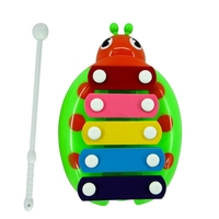 Baby Music Instrument Educational 5 Keys Beetle Toy Frame Style Xylophone Kids Musical Hand Knocking On Piano