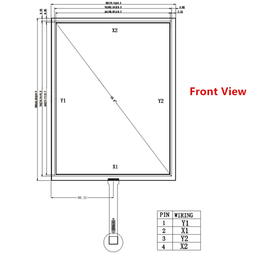 10.4 Inch 4pin Resistance Digitizer Touch Screen Panel Glass For Car Medical Industrial Control Equipment Replacement Parts