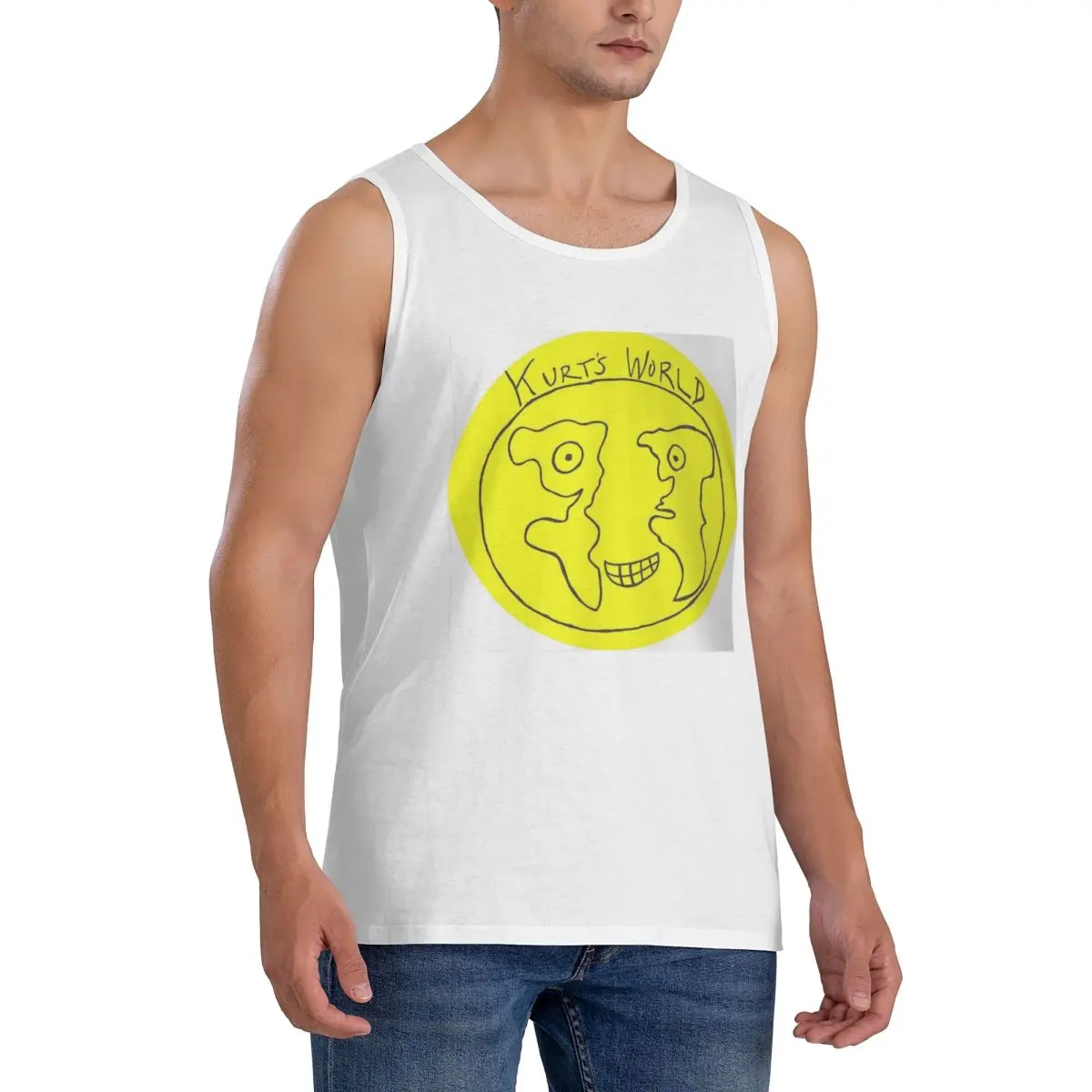 100% Cotton Joe Keery Spree Kurts World Logo Sleeveless T-Shirt Men Workout Sports Clothing Tops Men's Crew Neck Vest