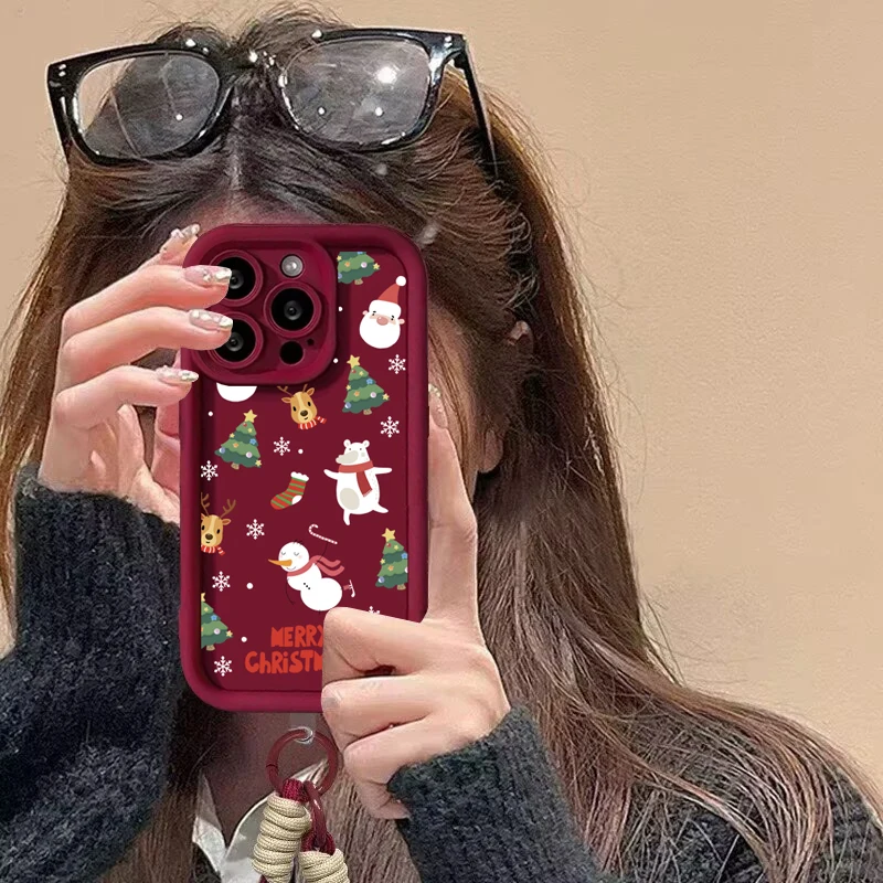 かわいいクリスマスレッドチェーンケース Huawei Honor 90 200 300 400 Lite Pro X9B X9A 8X X9 X7A X6A X8C X7B X8A X8 Magic 6 5 PRO用カバー
