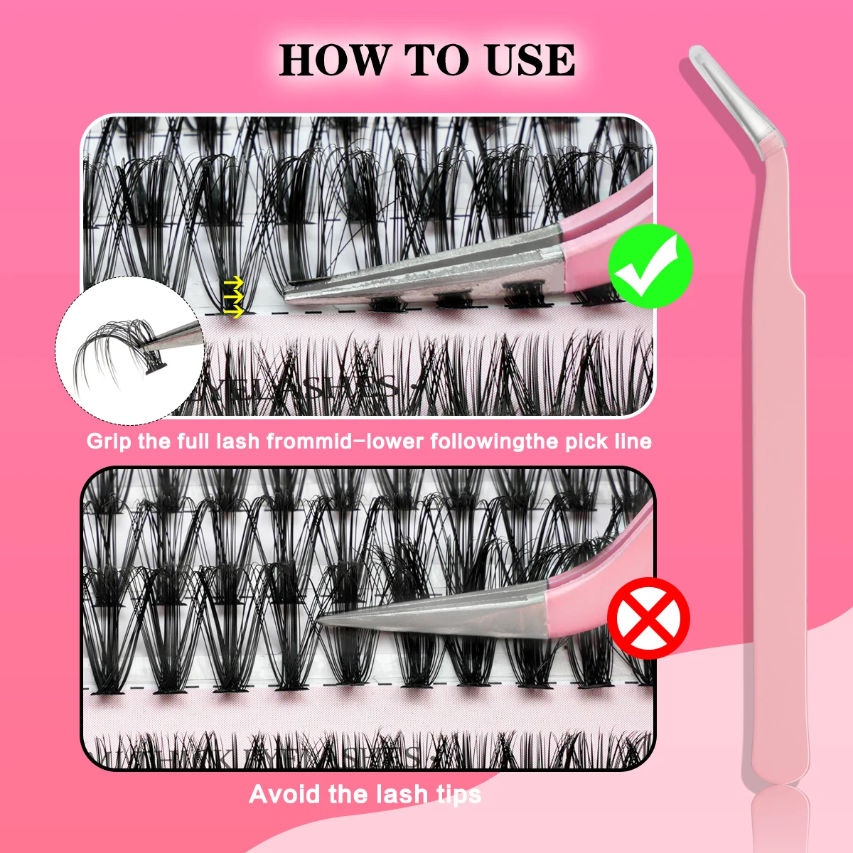 14/32 Reihen Einzelwimpern-Set, Cluster-Wimpern DIY Wimpernverlängerungs-Kit mit Kleber, Versiegelung, Kleberentferner und Pinzette – Detail 13