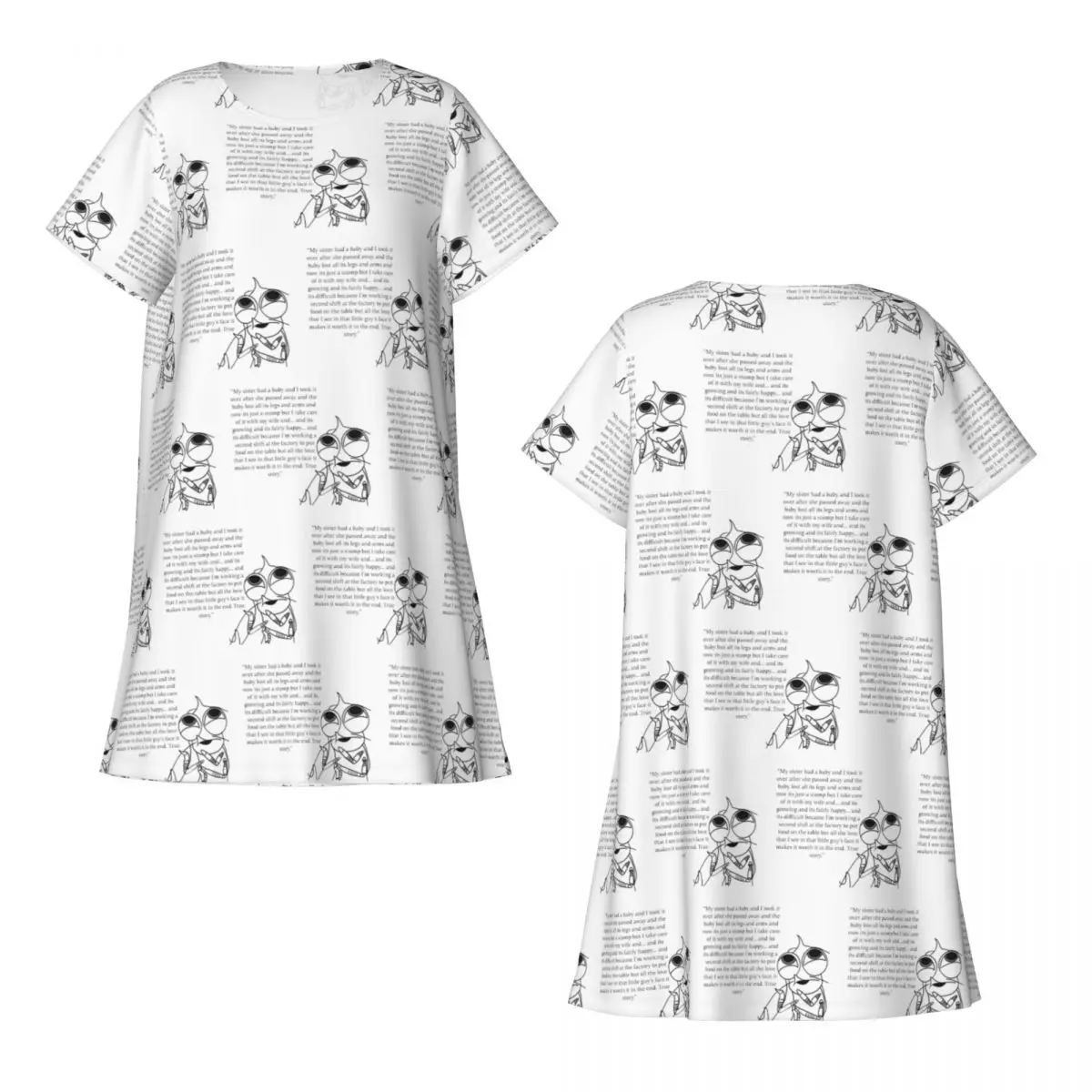 Custom Shark Tales Shrimp Quote Short Sleeves Nightdress For Sleepshirts Women Short Sleeve Nightgowns Loose Pajama Dress