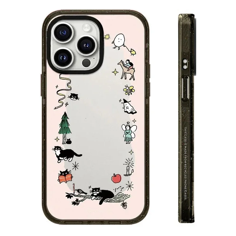 

2.0 Acrylic Black Cat Pattern iPhone 11 12 13 14 15 Pro Max Protective Case with MagSafe