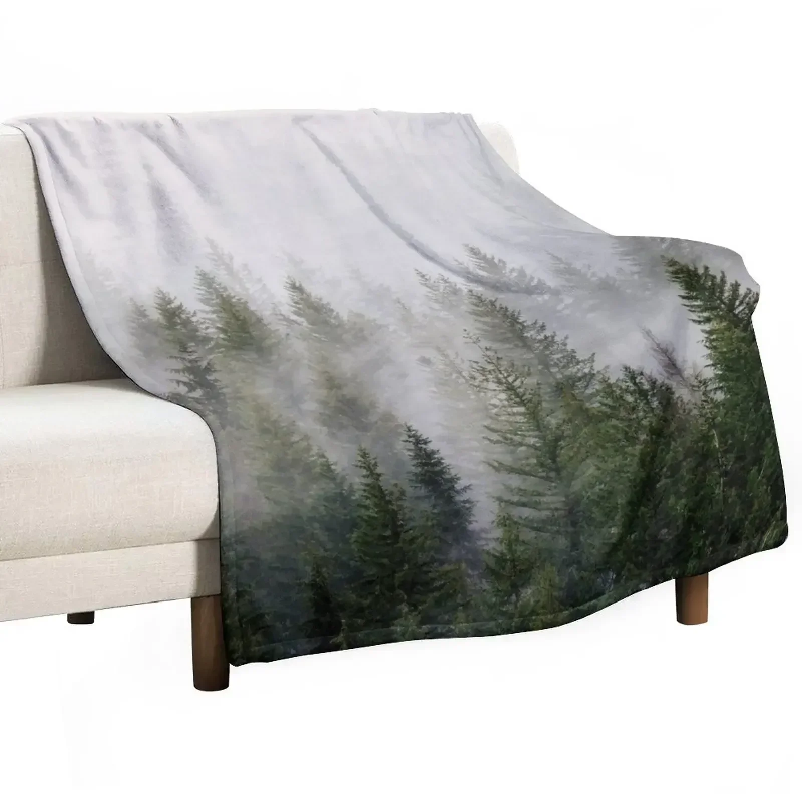 Misty Forest Throw Blanket Luxury Thicken Thermal Blankets