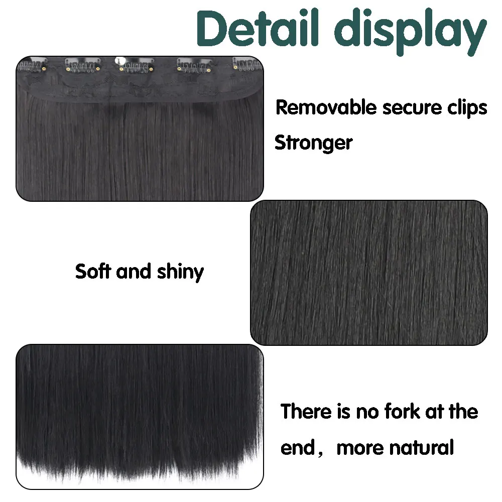 MERISIHAIR Synthetic Long Straight Hairstyle Hairpiece Clips In Hair Extension Synthetic Hair Piece For Women