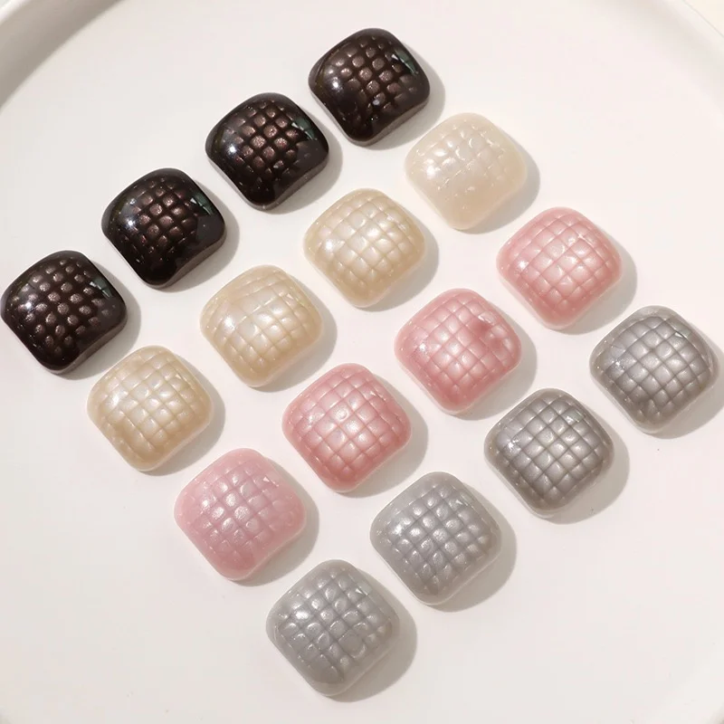 New arrived 40pcs/lot 20mm color grid effect geometry square shape resin cabochon beads diiy jewelry garment hair accessory
