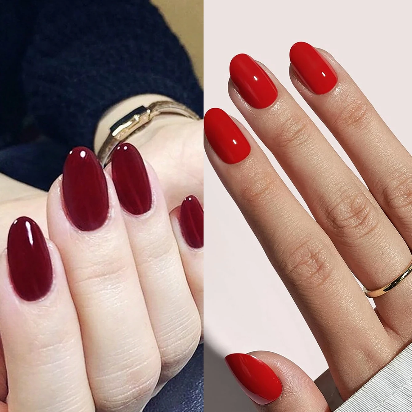 เล็บปลอมทรงรีแบบฝรั่งเศส 144 ชิ้น ดีไซน์สีพื้น ครอบคลุมเต็มเล็บ ทำจากอะคริลิก เหมาะสำหรับตกแต่งเล็บเองที่บ้านหรือใช้ในงานเดท