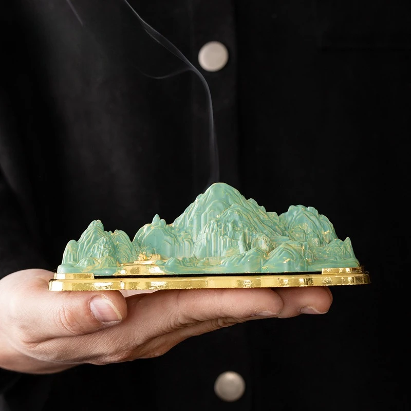 Creative colorful mountain and river-shaped incense tower aroma incense burner, a home desktop decoration ornament