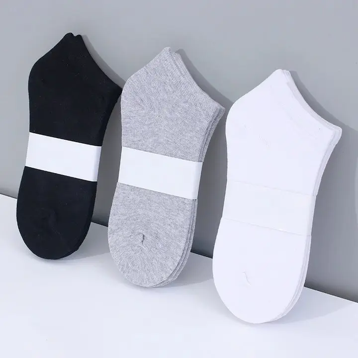 1-5 Pairs Men Thin Breathable Solid Colors Low-Cut Invisible Boat Socks Deodorant Sweat-Absorbent Short Sports Socks for Summer