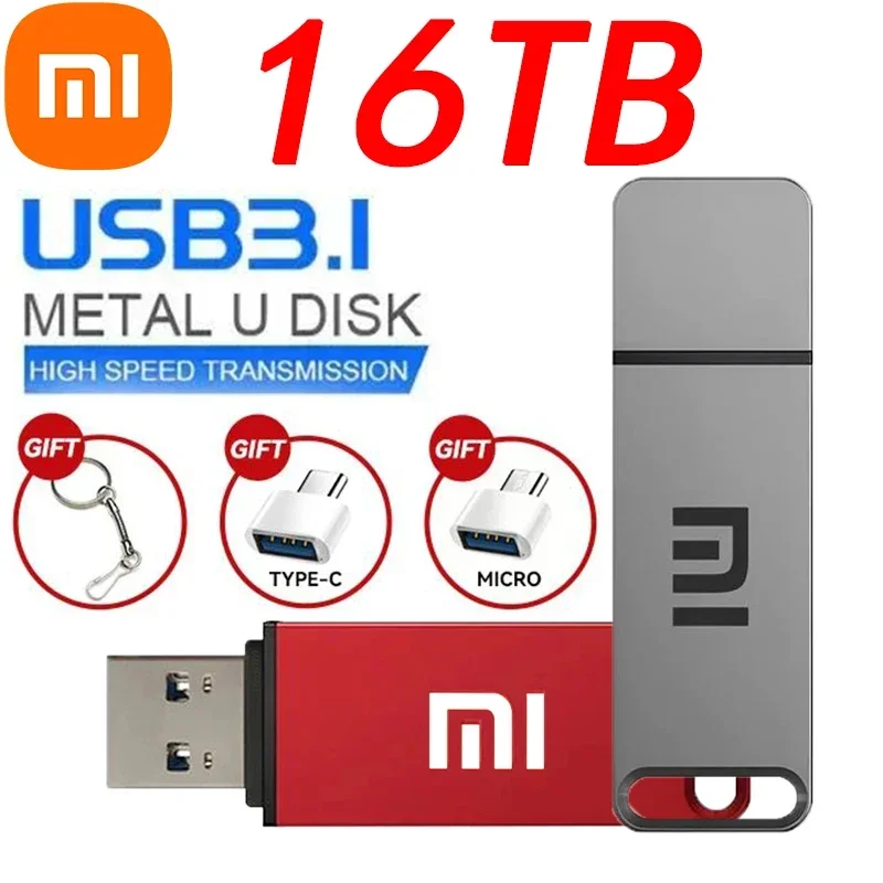 Xiaomi USB Flash Drive 16TB PenDrive 8TB 4TB Memory Stick Type-C 1TB OTG 2 in 1 High Speed Phone Computer Dual-Use USB Memory