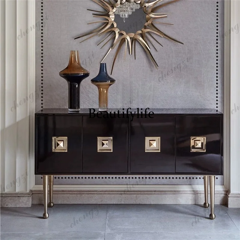 American light luxury entrance cabinet enters the door with solid wood, modern simple living room