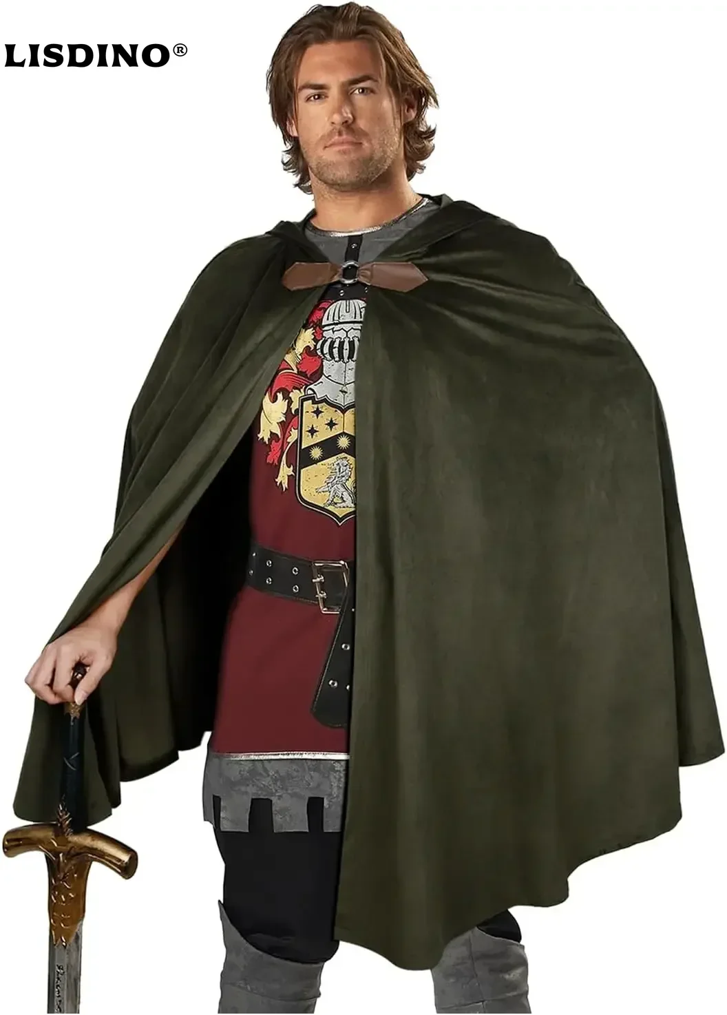 

Средневековый бархатный плащ с капюшоном - накидка эпохи Возрождения с капюшоном, винтажный костюм накидки на Хэллоуин, костюм волшебника