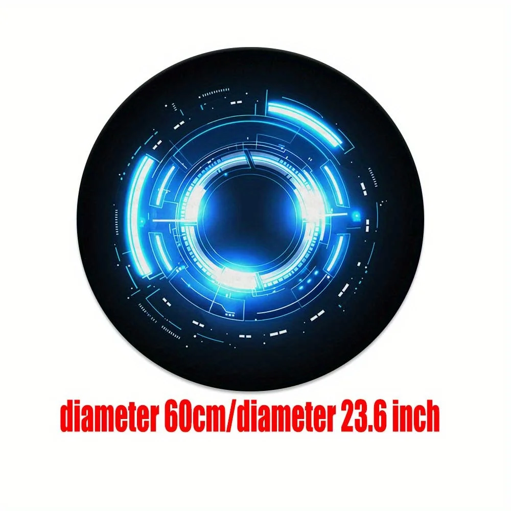 Diameter 60cm Round Tech Neon Glowing Abstract Mat Sponge Rug Bathroom Doormat Futuristic Polyester Cushion Home Decor Accessory