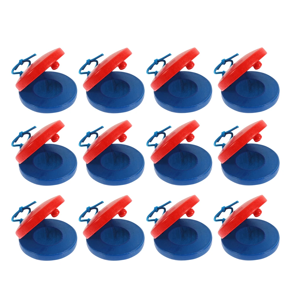 

12pcs Wooden Castanets For Orff Method Musical Instruments Finger Castanets Early Childhood Rhythm Learning