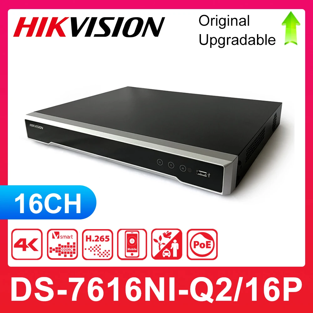 Original Hikvision DS-7616NI-Q2/16P 8/16CH with POE Ports 4K H.265 2 SATA NVR DS-7608NI-Q2/8P Network Video Recorder CCTV System