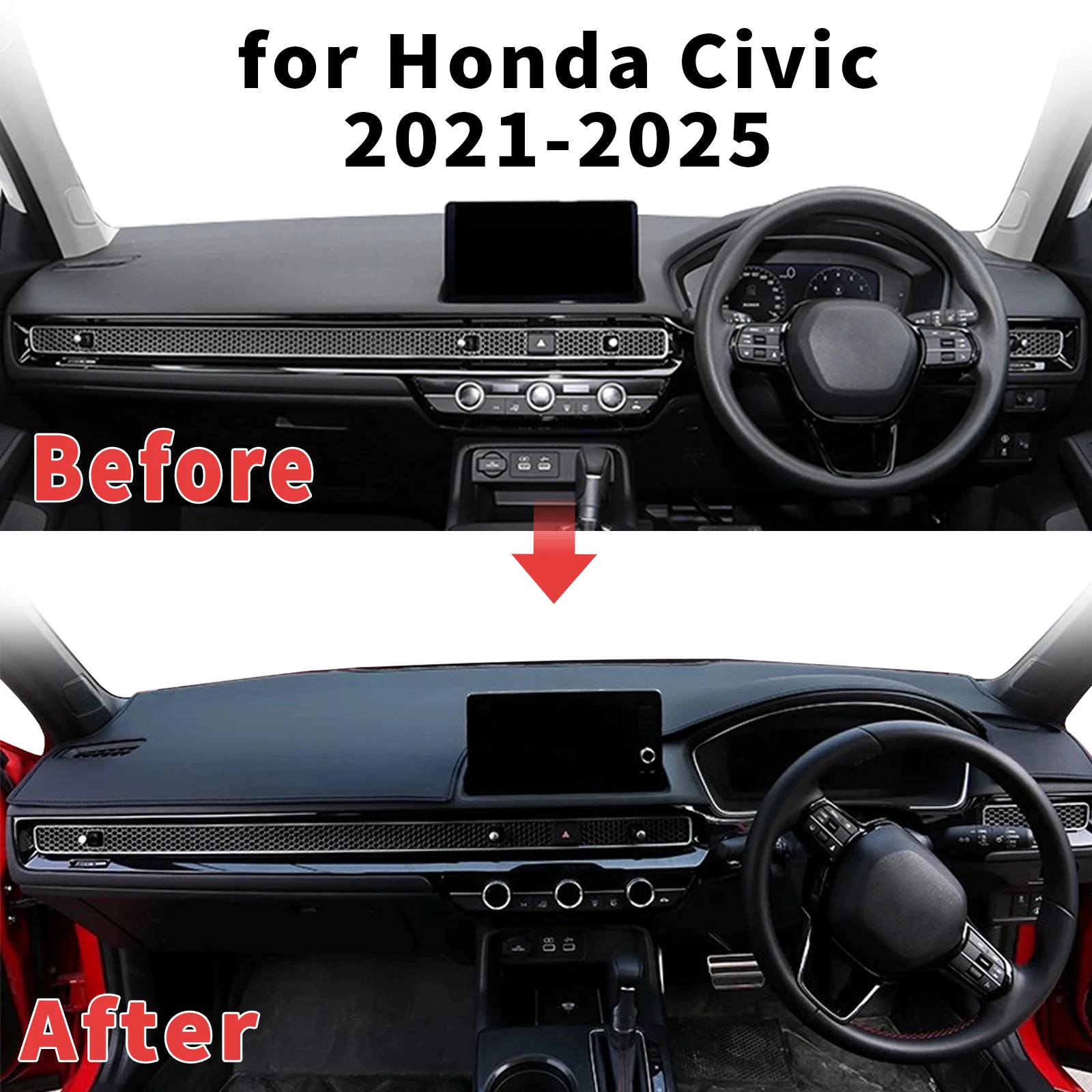 for Honda Civic 2021-2025 11th Gen Dashboard Cover Sun Shade Protector Dashmat Anti-Glare UV Block Carpet Mat Dash Mat