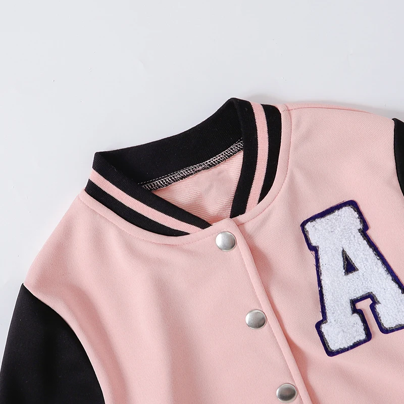 Autumn And Winter Girl Trend Daily Leisure Cute Letter Print Warm Single Breasted Color Blocking Jacket Outerwear Clothing view 4