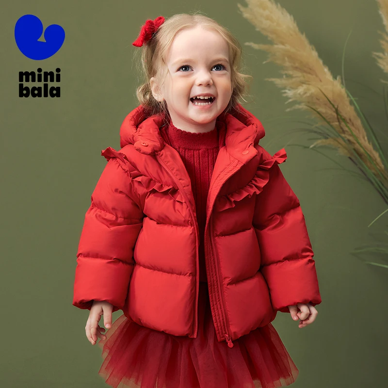 

Mini Bala пуховик для девочек 2025, зимнее новое милое ветрозащитное водонепроницаемое пальто