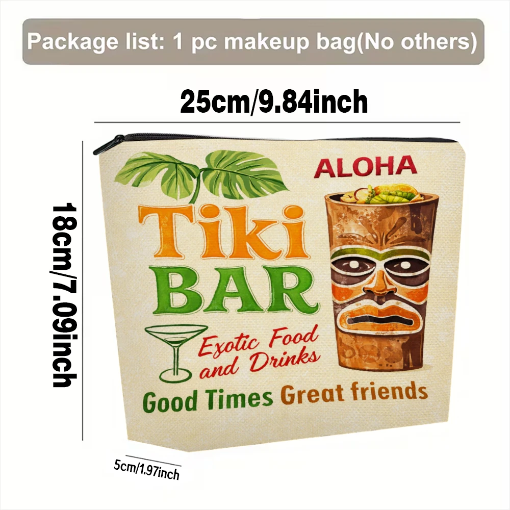 Aloha Tiki Bar Exotic Drinks Good Times Makeup Bags for Girls Cosmetic Pouch Toiletry Bag Pencil Case Travel Storage