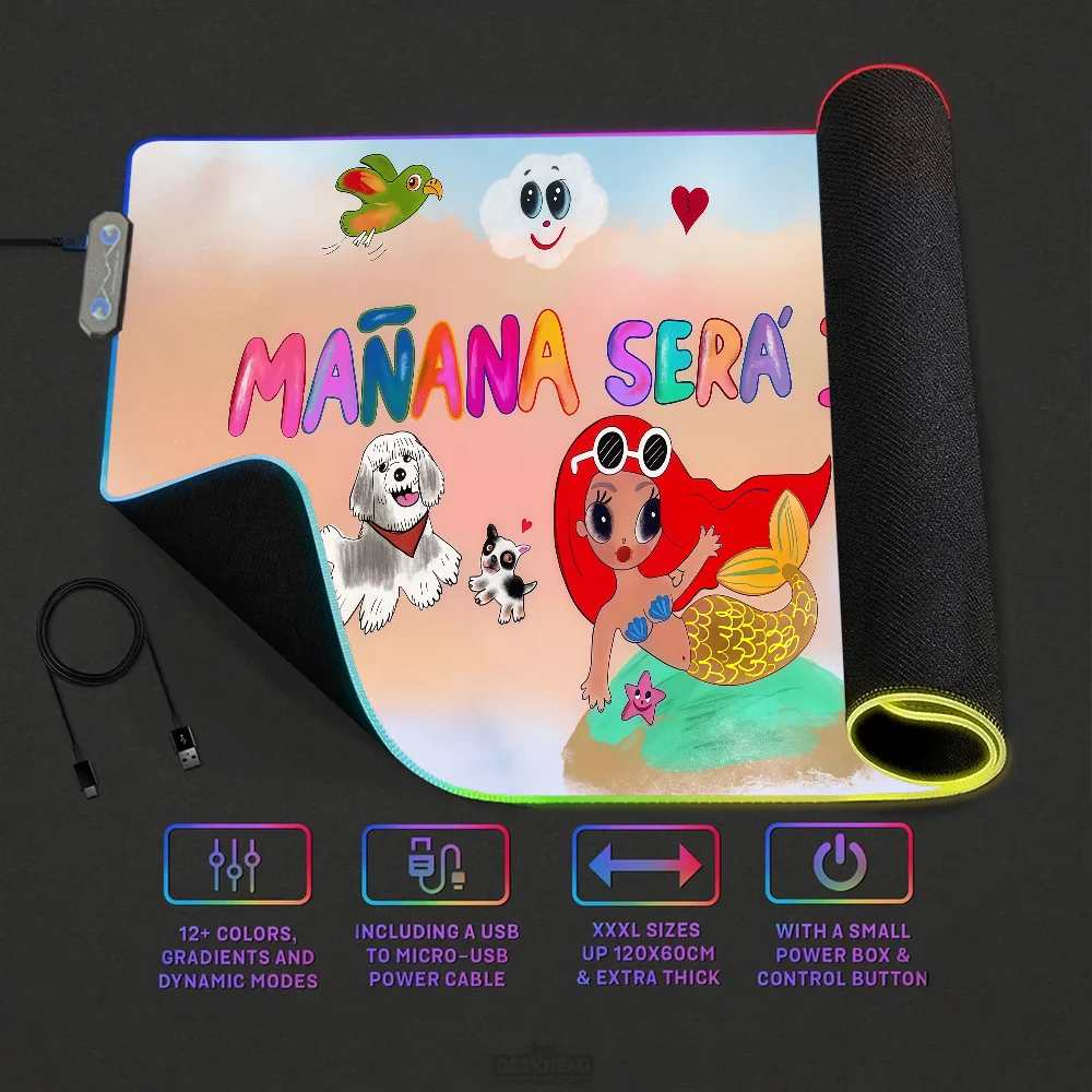 Bonito Mouse Sera Pad Office PC Home RGB LED Light Non-Slip KAROL Desk-Mat G USB Singer Large Game Rubber Manana Base Waterproof