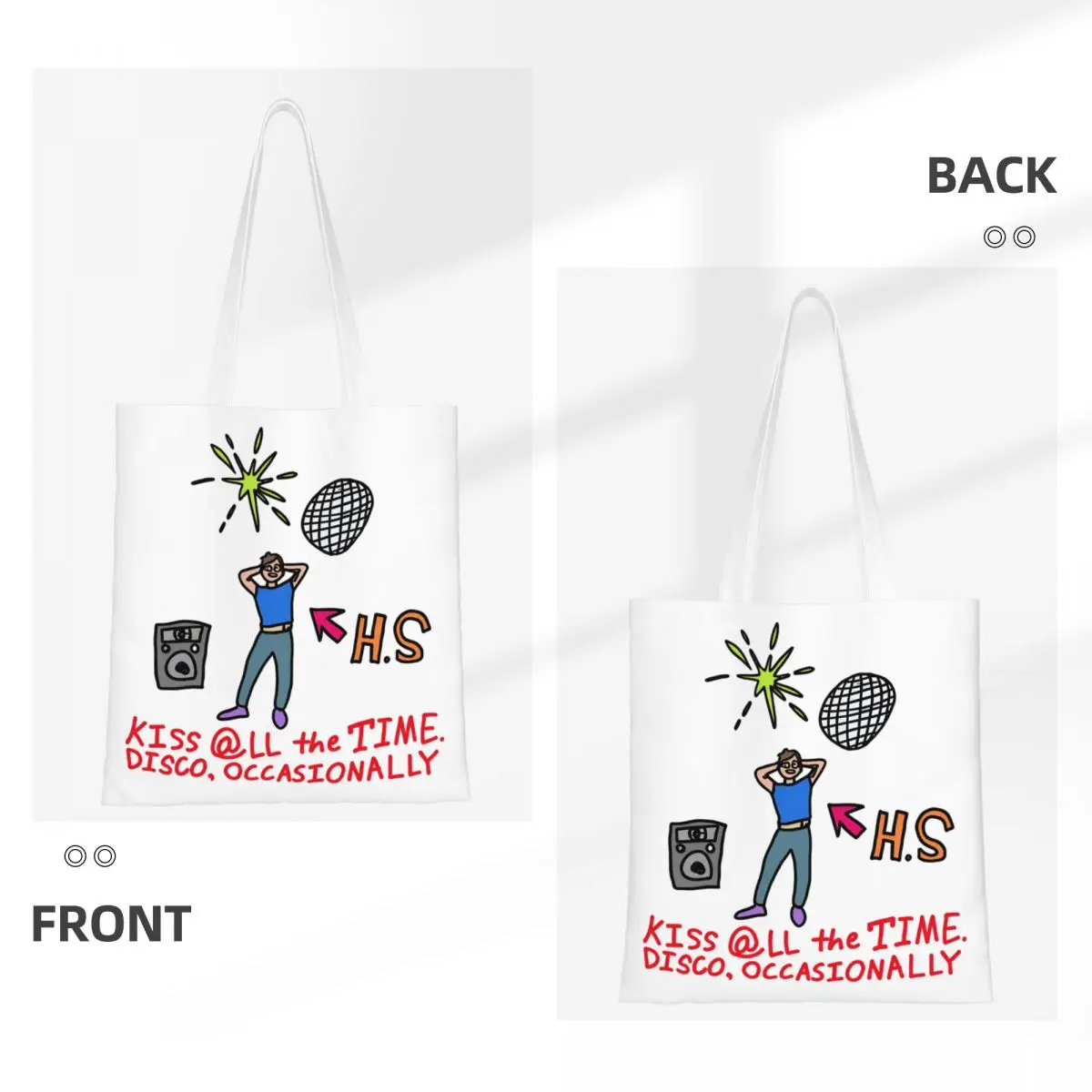 Kiss All The Time Shopper Bag Harrys Styles New Album Graphic Shoulder Bag Student Tote Bag Polyester Outdoor Female Handbags