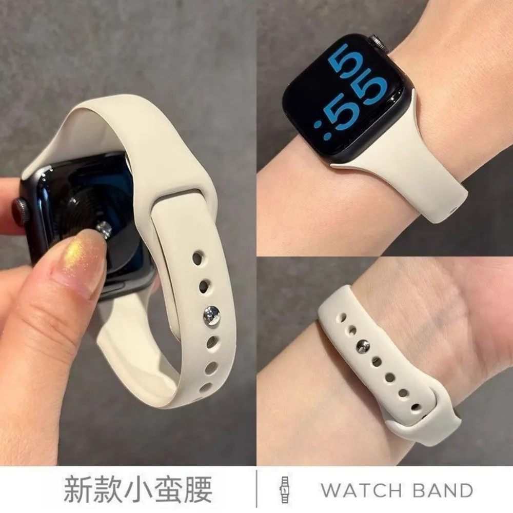 Slim Silicone strap for Apple watch band 42mm 40mm 41mm 44mm 45mm 46mm Sport bracelet correa iWatch series 10 9 8 7 6 5 4 3 se 2