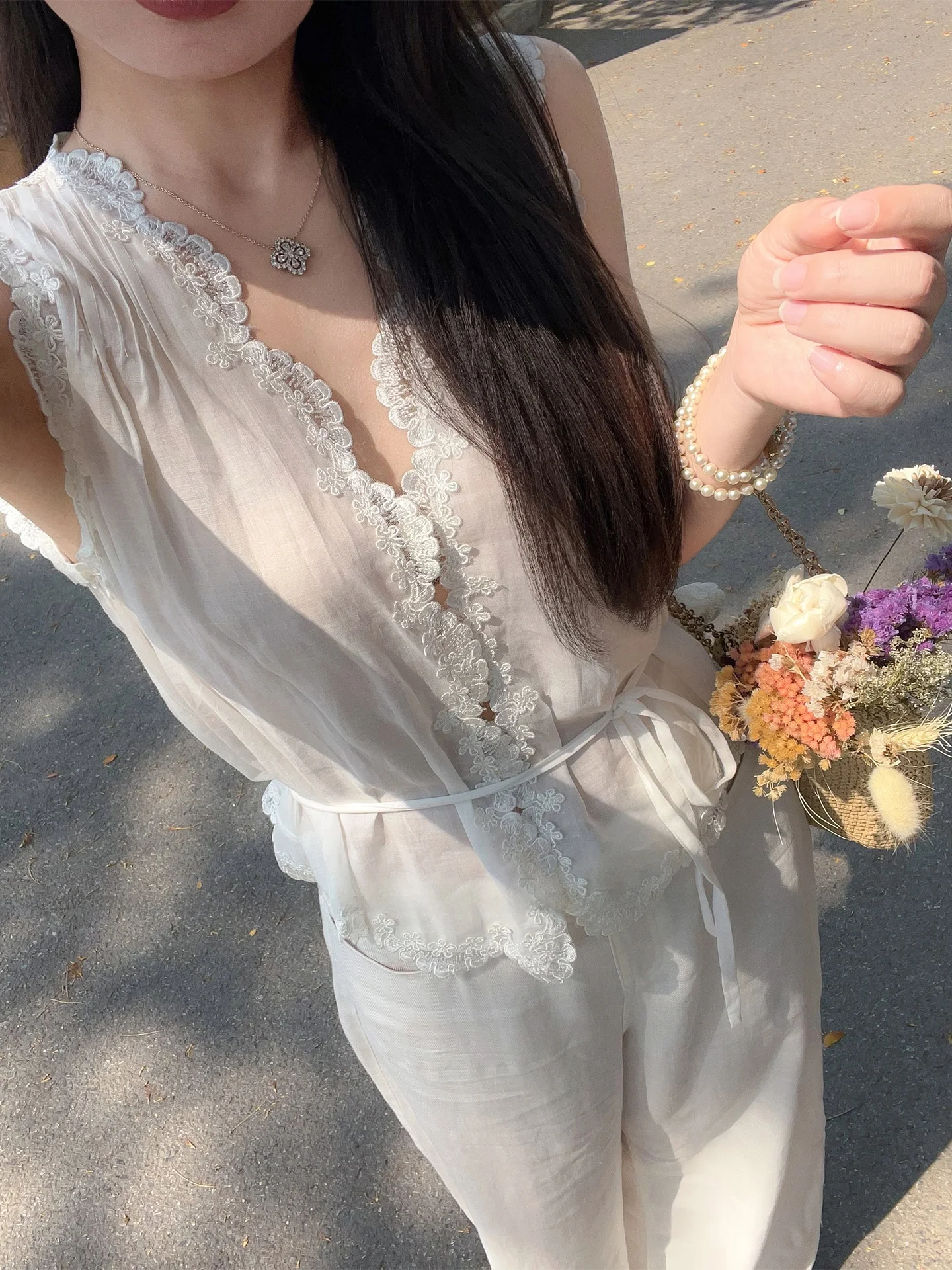 

Женская блузка Ele Lace Linen Svel с длинным рукавом, летняя, повседневная, свободного кроя, дышащая, комфортная, однотонная