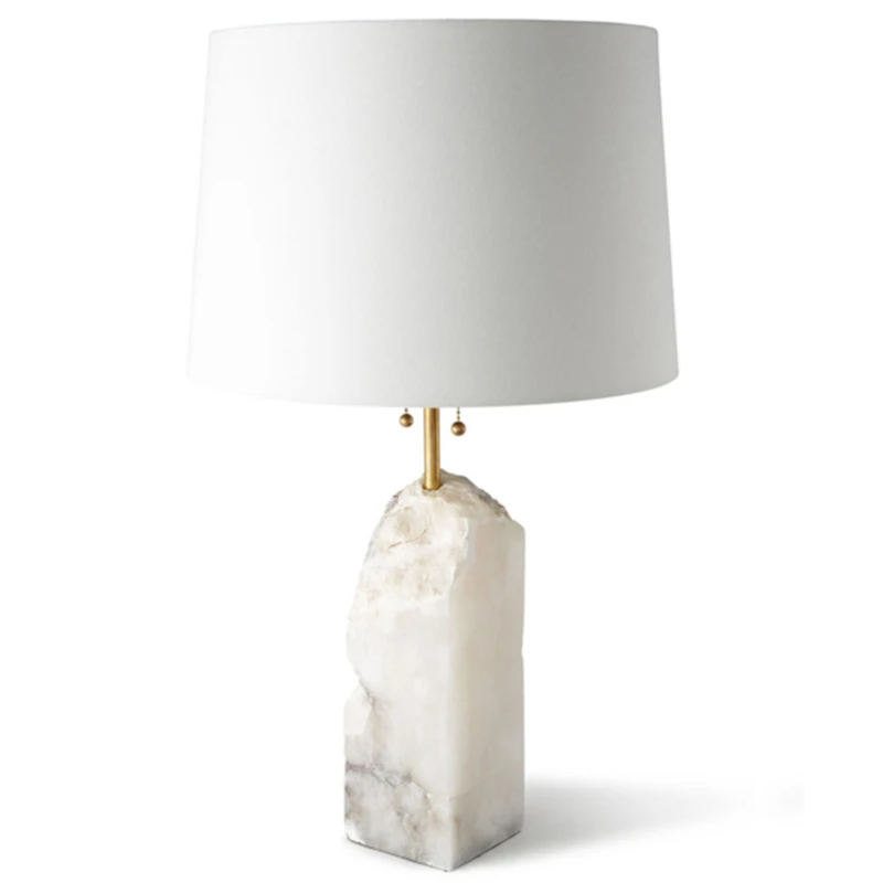 

Minimalist White Natural Marble Post Table Lamps LED Study Living Room Restaurant Bedroom Bedside Designer Creativity Desk Light