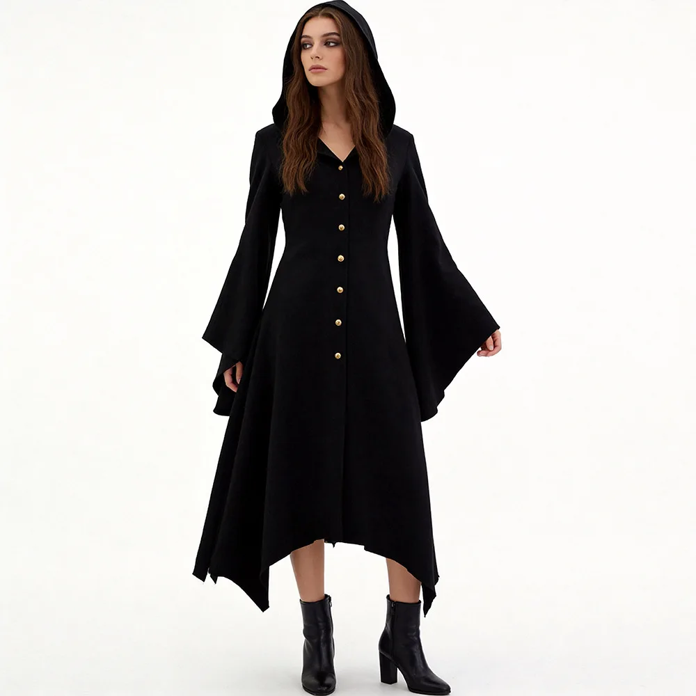 Gothic  Women's Skirt Halloween Cosplay Retro Hooded Dress Cross-Border Vintage Style Female Costume from China