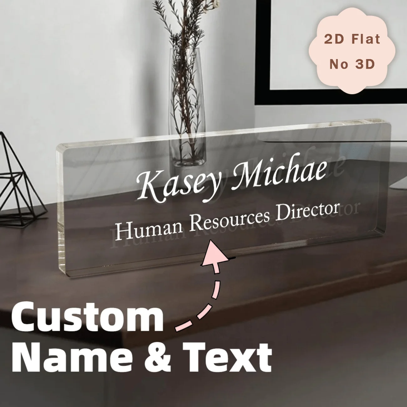Custom Engraved Acrylic Desk Name Sign, Personalized Business Name Title Plaque, Professional Office Table Decor Gift for Employ
