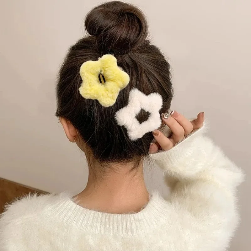 New Star BB Hair Clips Y2K Girls Sweet Plush Hairpins Hairclip Women Kids Cute Side Bangs Barrettes Headdress Hair Accessories