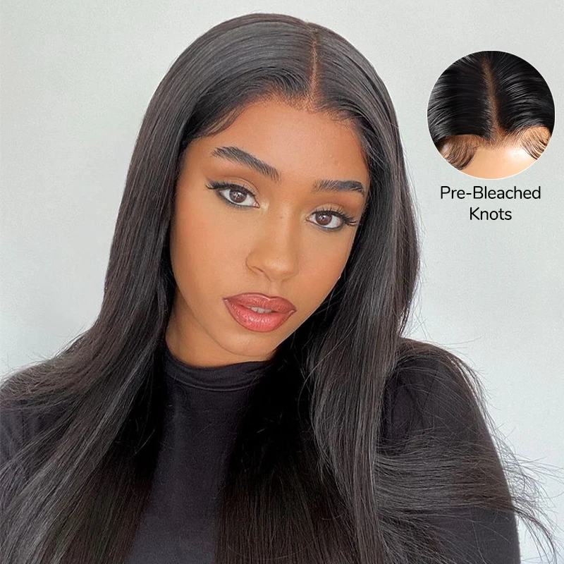 5x5 Pre-cut Straight HD Lace Invisible Knots Wig Human Hair Pre-plucked Wear Go Glueless Wig  Lace Closure Wigs For Women