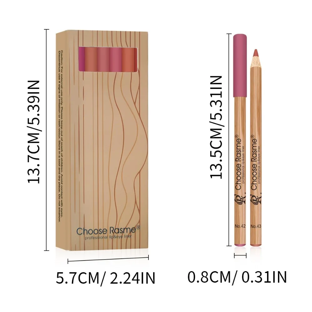 12Pcs/Box Hot Creamy Pencils Lip Liner Set Matte Waterproof Lip Beauty Products Smudge-Proof Long-Lasting Lip Pencil Woman Girls