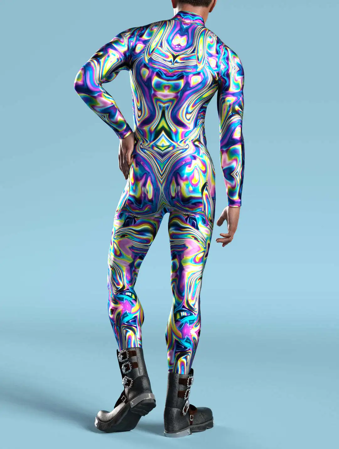 Unisex Totenkopf Steampunk Mechanische Rüstung Bodysuit Elastischer Punk Cosplay Zentai Jumpsuit Anzug Halloween Party Performance Kostüm – Detail 13