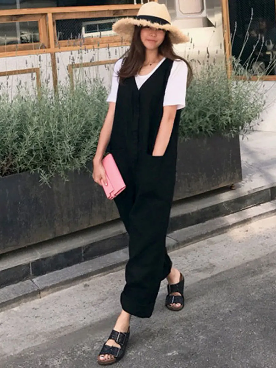 

Повседневные комбинезоны East Gate, летние тонкие свободные брюки из хлопка и льна с широкими штанинами, женские корейские брюки для поездок на работу