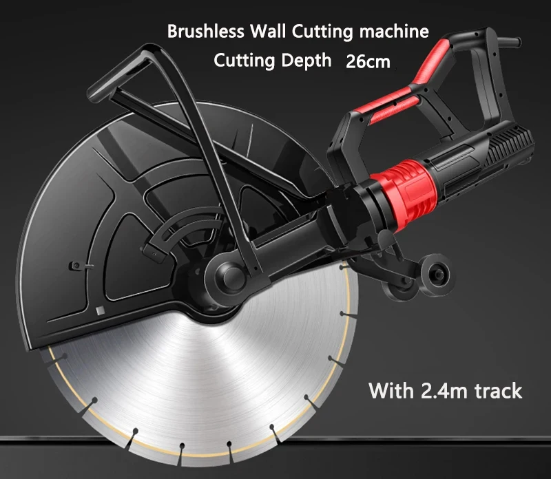 Handheld Brushless Wall Cutting Machine 26cm High Power Cement Concrete Grooving Machine Door Windows Slotting machine With Rail