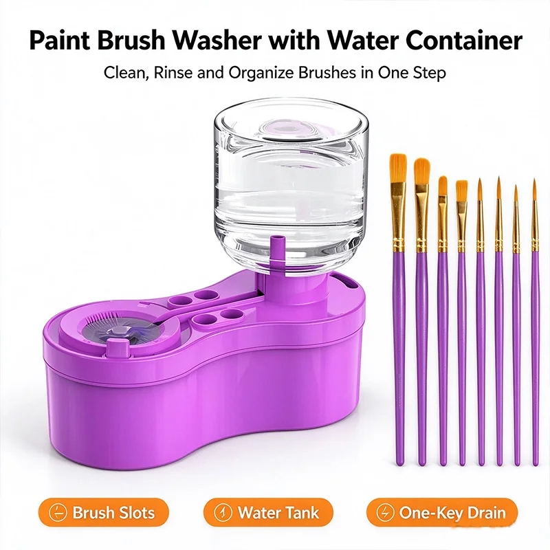 Paint Brush WasherAutomatic Circulation Cleaning BucketPortable Art Tool for Watercolor Oil Painting XBQ001