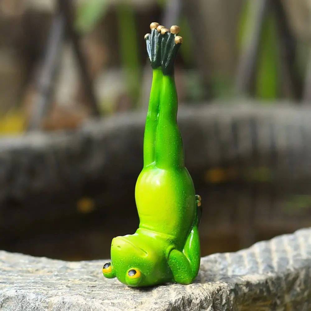 Crafts Resin Yoga Frog Statue Cute Creative Animal Sculpture Waterproof Handicraft Miniatures Figurine Lawn