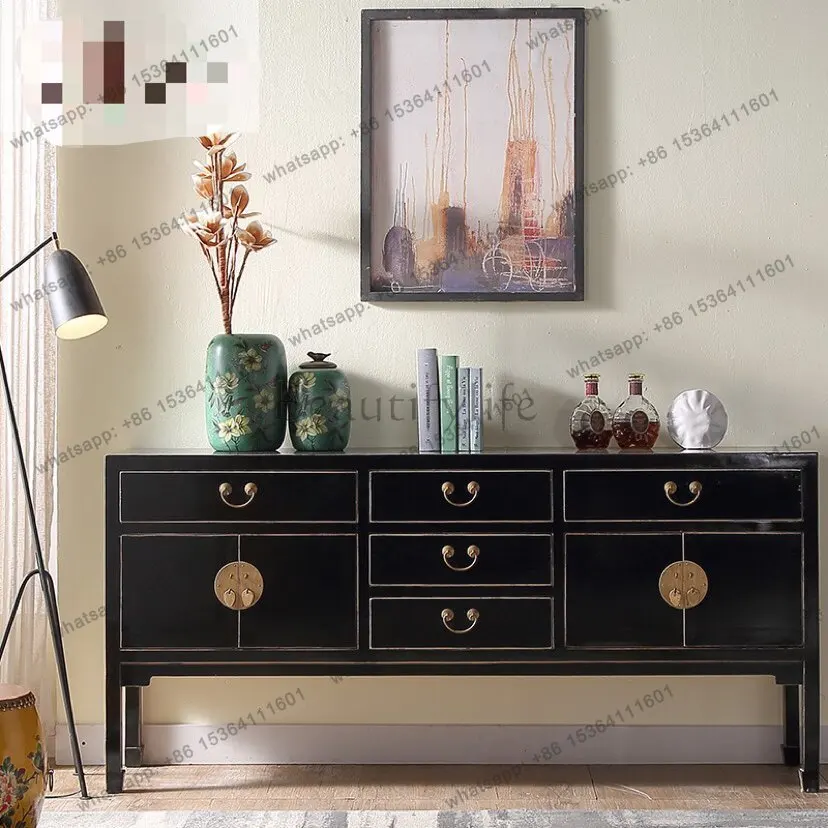 XX. New Chinese furniture, black paint storage, porch table, case table, foyer, Shentai cabinet