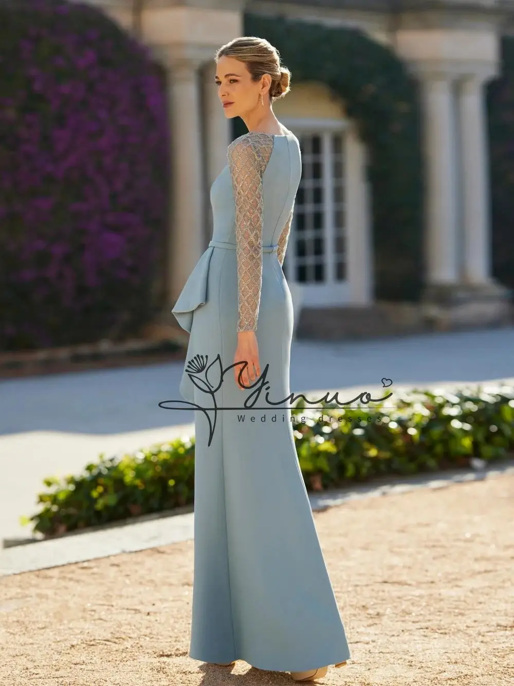 customized 2024 Modest Long Sleeve Mother Of The Bride Dress For Wedding Sparkly Sequins Prom Dress Elegant Straight Long Evenin