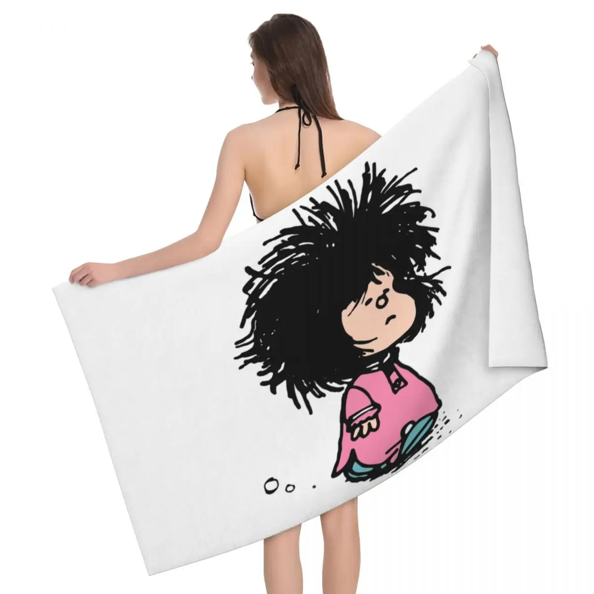 

Custom Humor Manga Mafalda Bath Beach Towel Microfiber Quino Argentina Cartoon Pool Towels