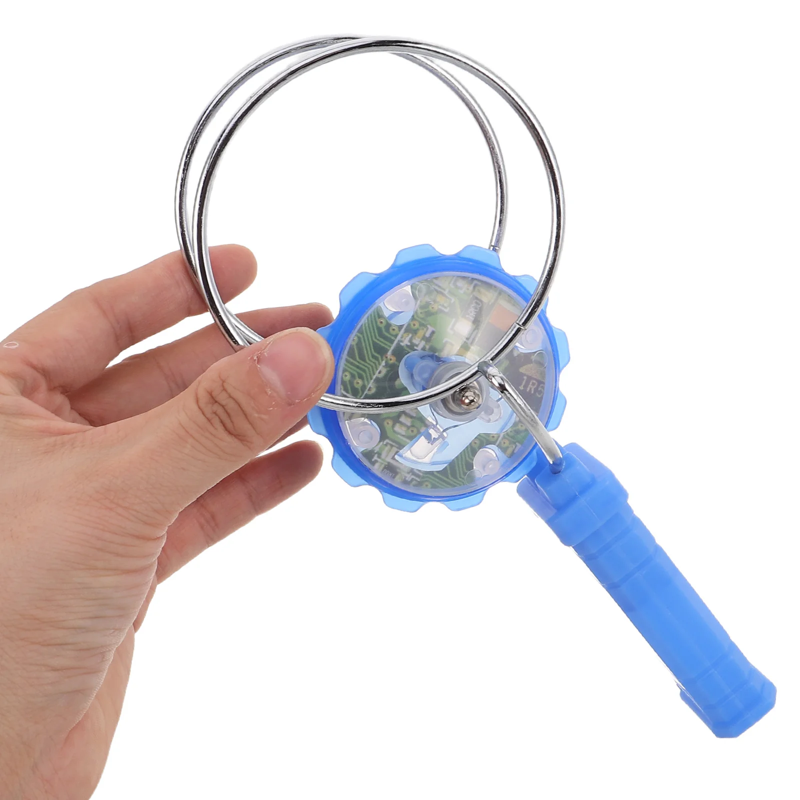 

8Pcs Blue Light Up Spinning Tops Portable Manual Rotate Kids Birthday Party Bag Fillers Glow in The Dark Favor