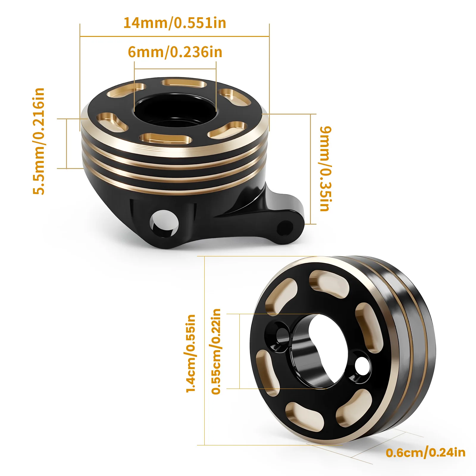 4PCS Black Coating Brass Steering Knuckles and Rear Hubs Weights Set for 1/30 Axial SCX30 Upgrade Parts