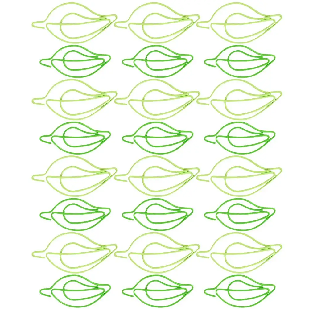 30 Pcs Shaped Paper Creative Small Metal Creative Paper Clips Document Clips Green Color Office Stationery Supplies