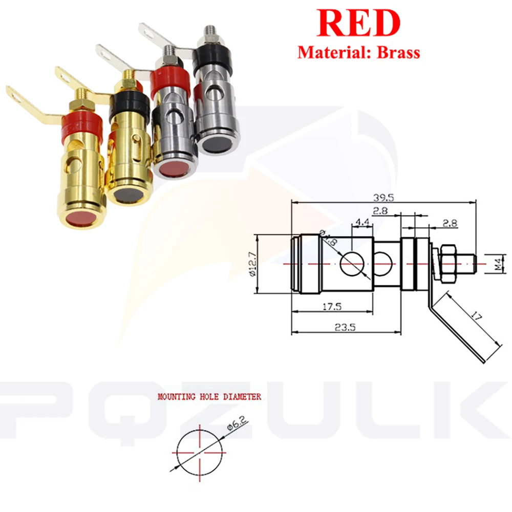 Imagem -06 - Banhado a Ouro Push-tipo Primavera Terminal Speaker Amplificador Banhado a Prata Brass Spring Self-locking Socket Push-tipo Terminal 100 Pcs