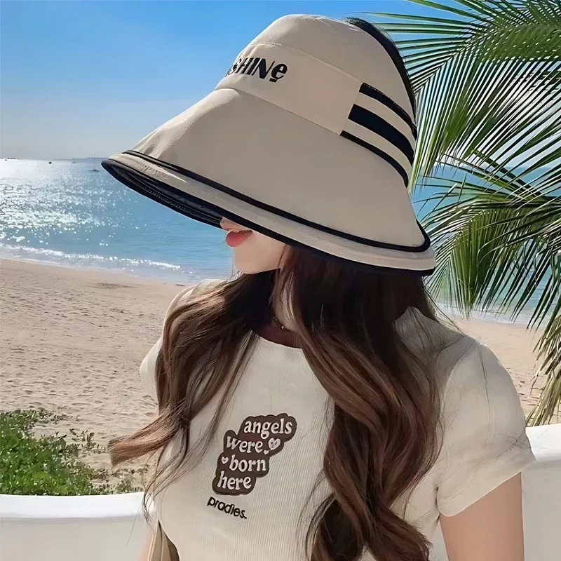 

Пустой цилиндр с большими полями, летняя уличная солнцезащитная шляпа с защитой от солнца, дышащая шляпа с завязками на конском хвосте, солнцезащитная шляпа